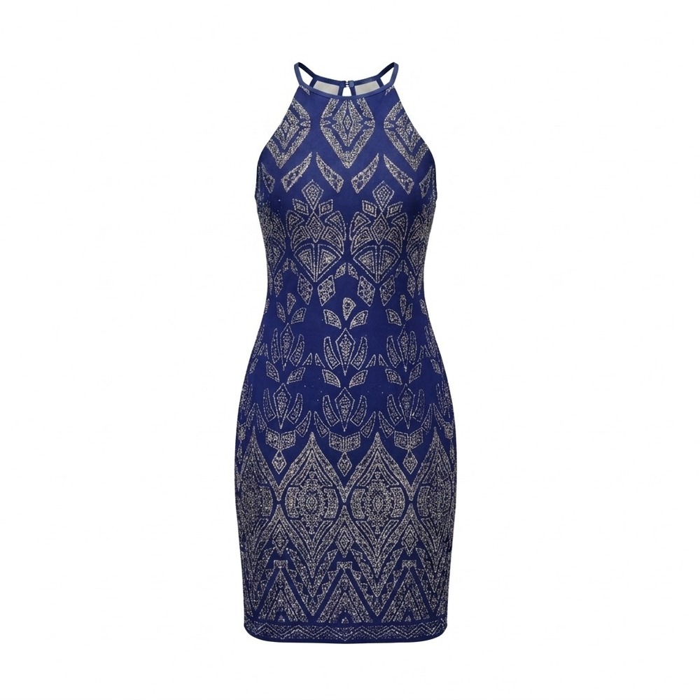 Vtg Jump Apparel Bodycon Dress Womens 1/2 XS Cocktail Gatsby‎ Art Deco Sparkle
